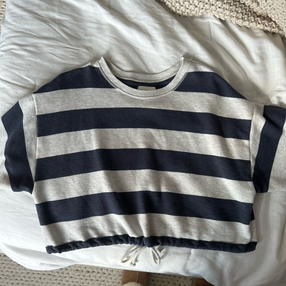 American Eagle Striped Crop Top - SUPER SOFT with Tie